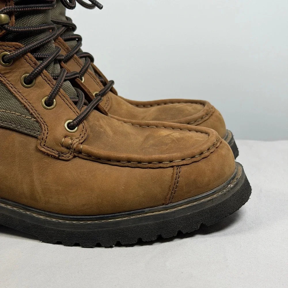 SHE Outdoor Womens Brown Leather Waterproof Hunting Boots Moc Toe Size 9